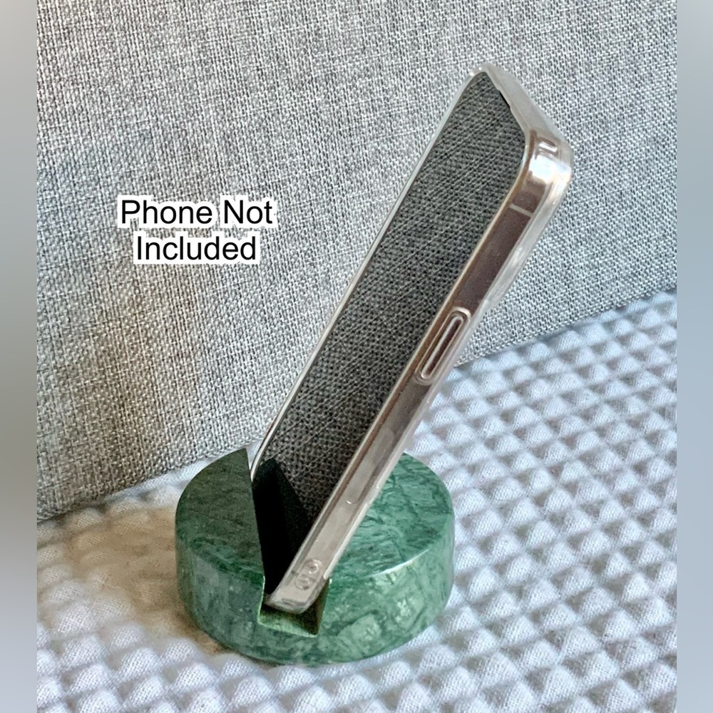 New Natural Green Marble Stone Cell Phone Heavy Freestanding Holder Stand